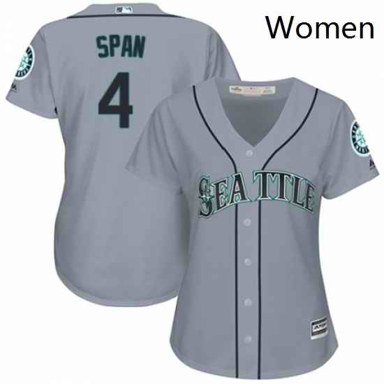 Womens Majestic Seattle Mariners 4 Denard Span Replica Grey Road Cool Base MLB Jersey